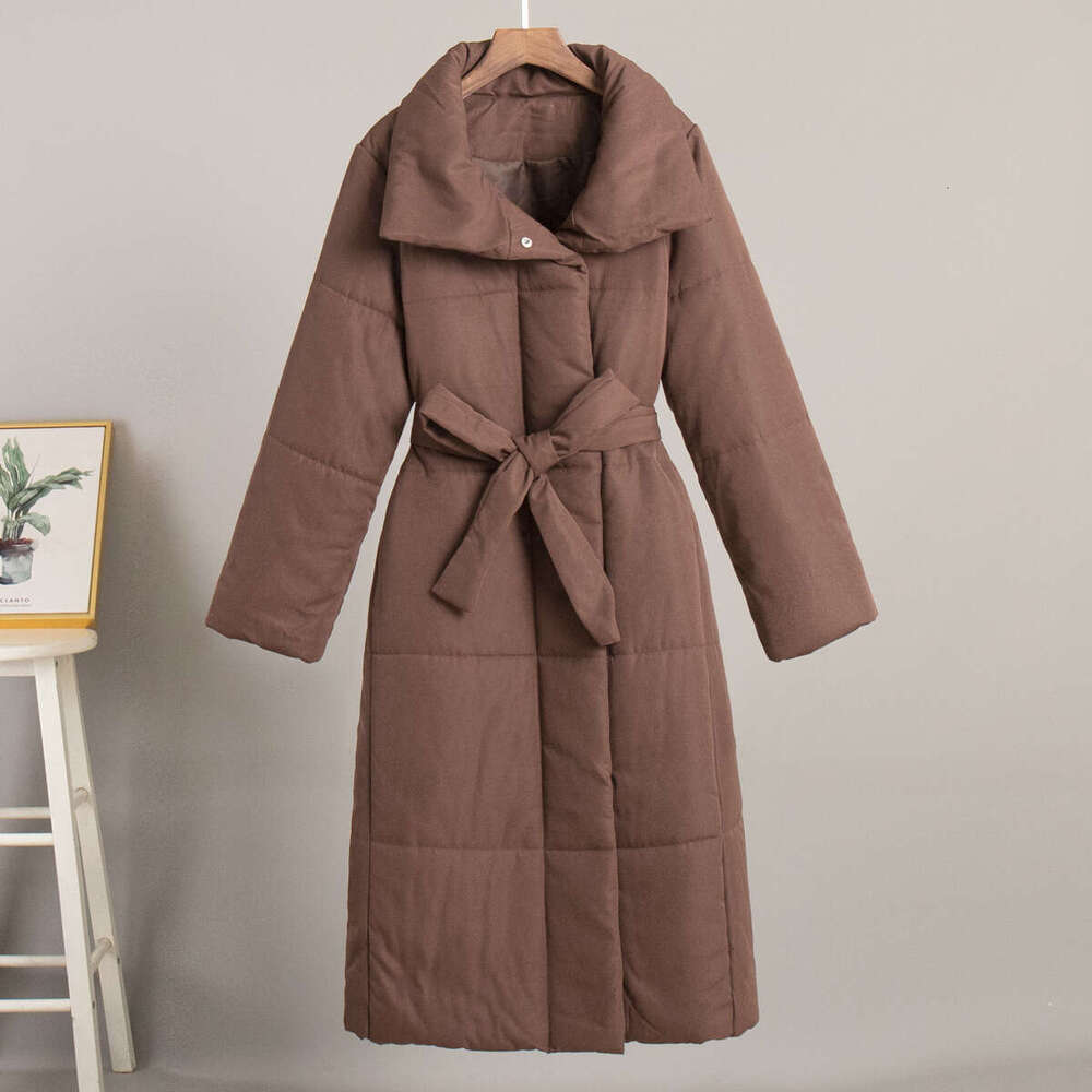 2025 Winter New Loose Casual Warm Long Stand Collar Cotton Jacket European and American Cross-Border