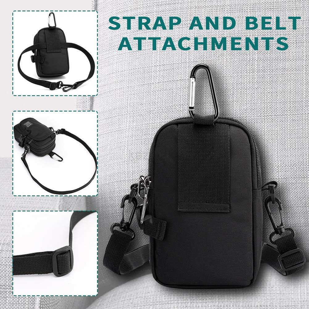 Multifunction Cell Phone Holster One Shoulder Pouch with Carabiner Outdoor Tactical Waist Belt Bag Security Purse Crossbody Gadget Pocket for Smartpho