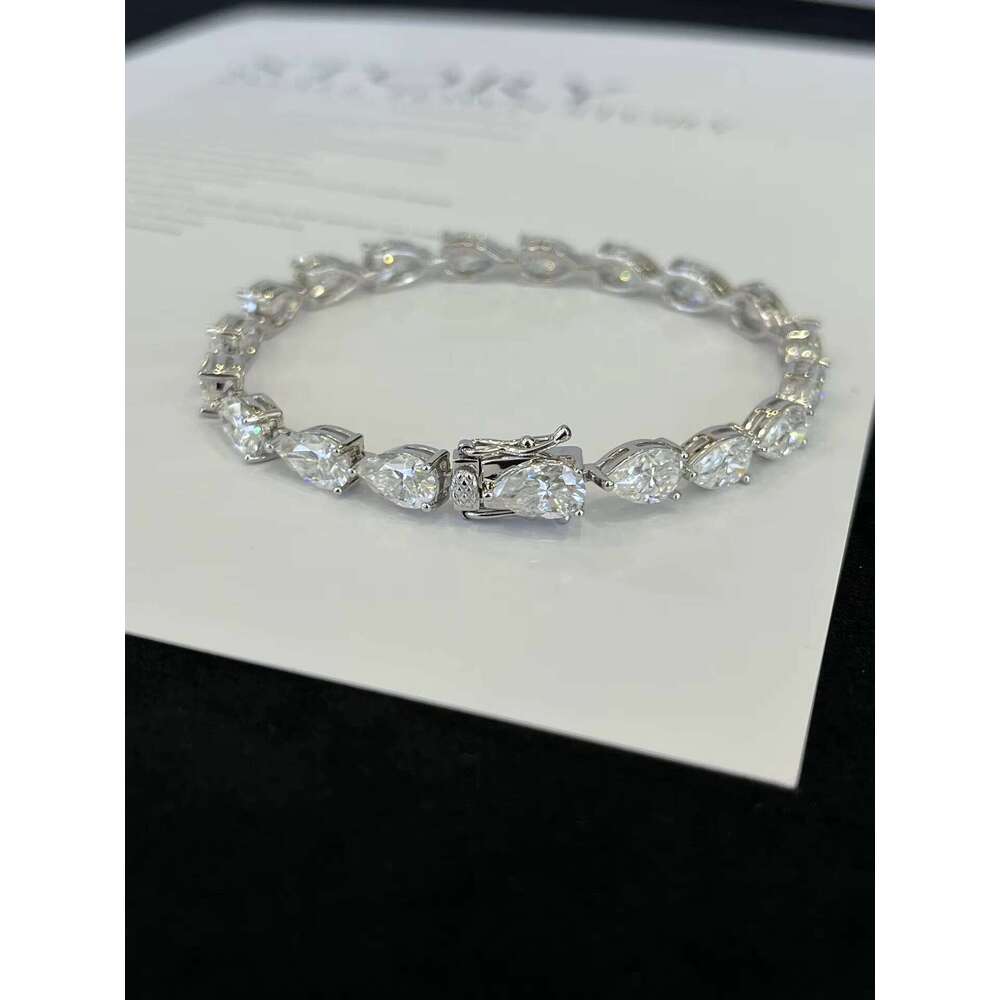 Hip Hop Ice Out S Chain 5*8MM Pear Cut Moissanite Tennis Bracelet