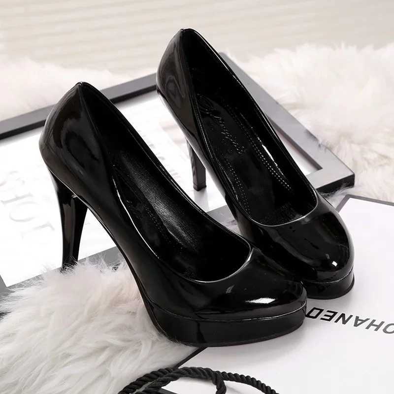2024 Womens Highheeled Shoes Sexy Round Toe Womens Platform Heeled Shoes Patent Leather Party Dress Ladies Shoes Plus Size W250910