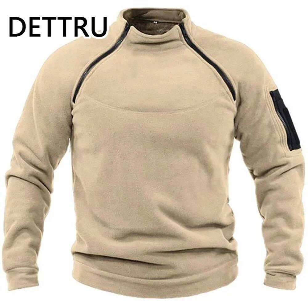 Outdoor Men's TacticalFleece Jacket Clothes Warm Zippers Pullover Men Windproof Coat Thermal Hiking Sweatshirt dongdumaoyi