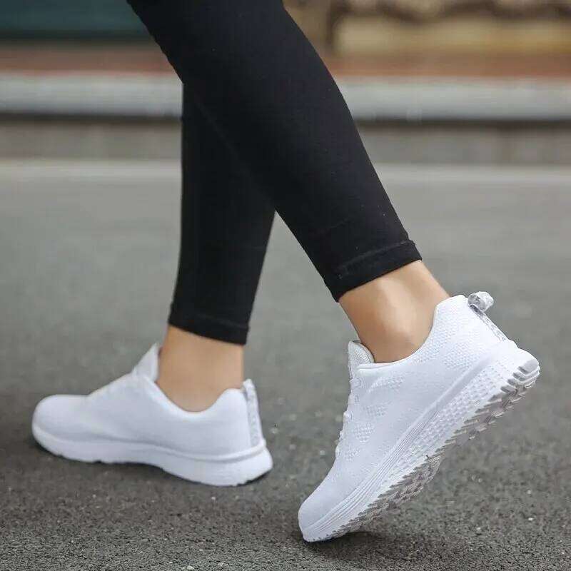 Women Casual Shoes Fashion Breathable Walking Mesh Fl atSh oesSneakers White Female Footwear