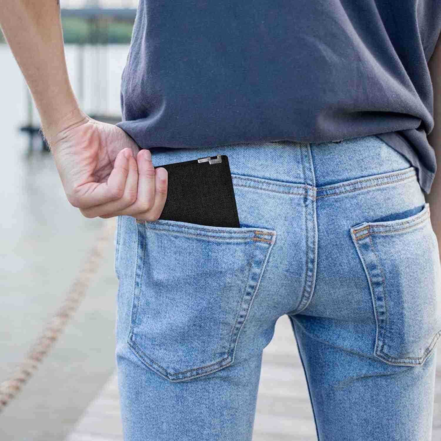 Mens Slim Wallet Denim Fabric Mens Wallet Minimalist Wallet for Men Mens Bifold Wallet Small Wallet for Teen Boys Portable CARD Wallet for Work Shoppi