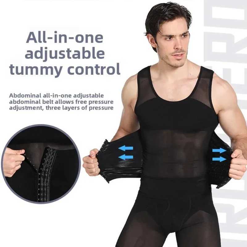Mens Body Shaper Buckle Adjustable Waistband Shapewear Compression Vest Abdomen Shapewear Mens Shapers Corset Waist Vest W250910