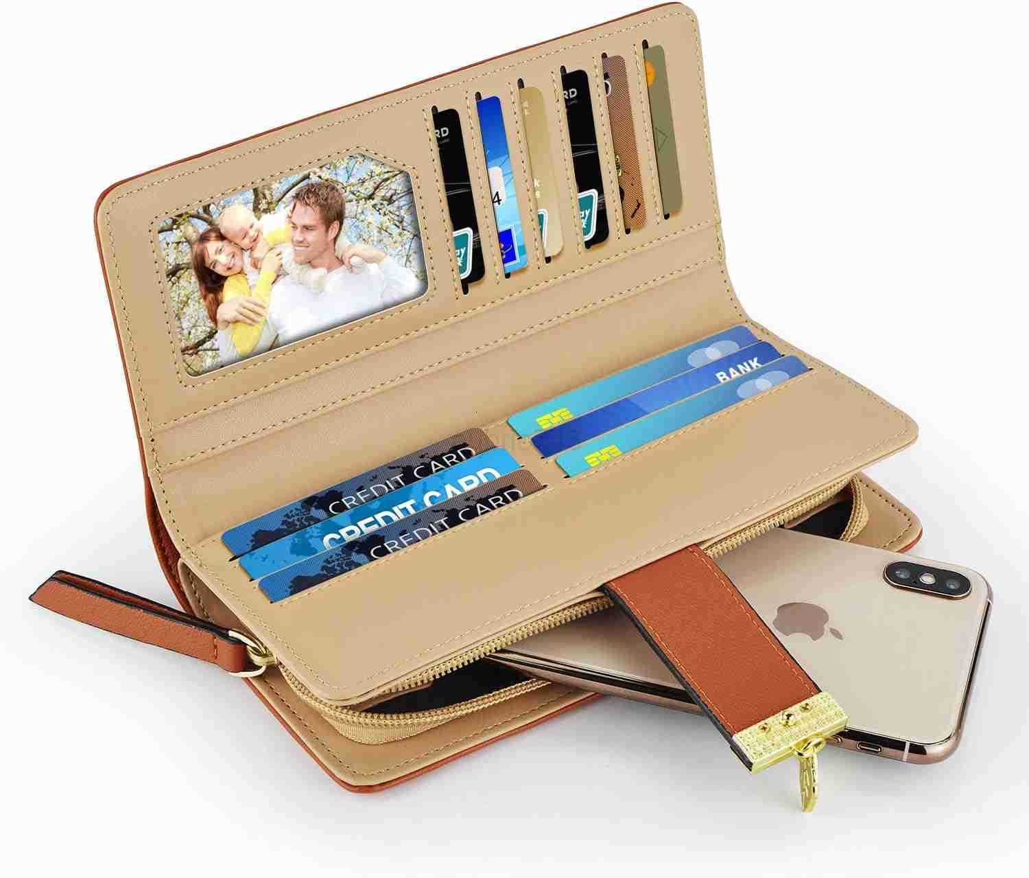 Womens Wallet Women CARD Holder Hollow Leaf Pattern Bifold Leather Lady Long Wallet Purse Zip Birthday Xmas Gifts for Women GirlsBlackZ250910