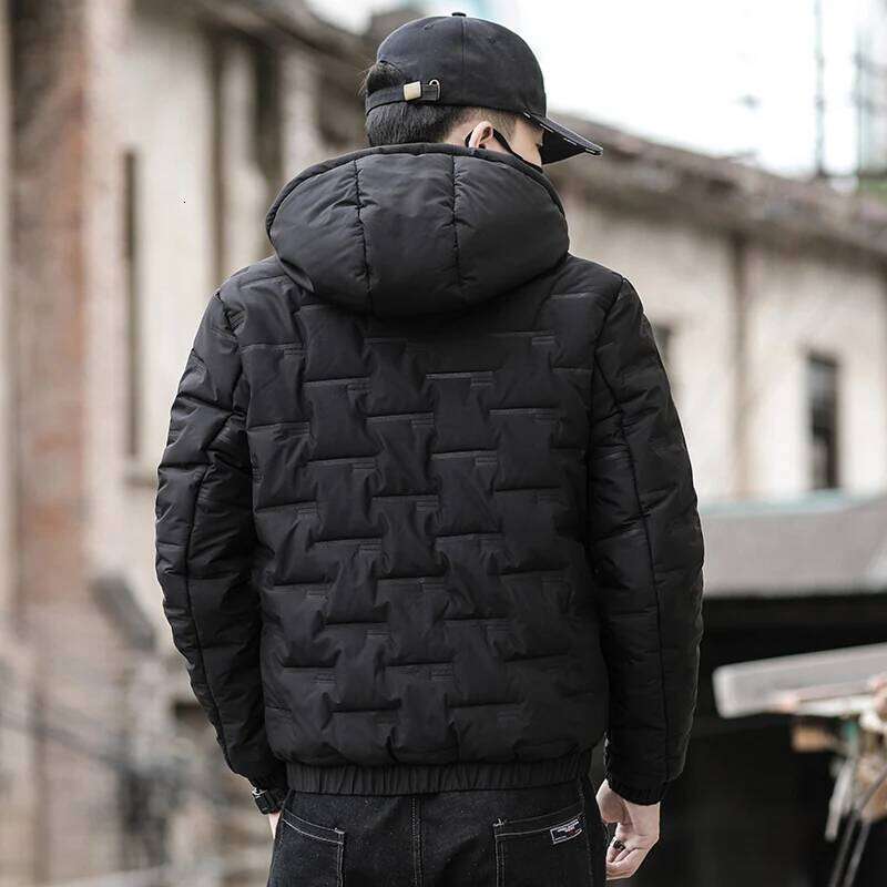 Autumn and winter men's hooded warm casual simple Korean version slim fit thick cotton jacket youth versati