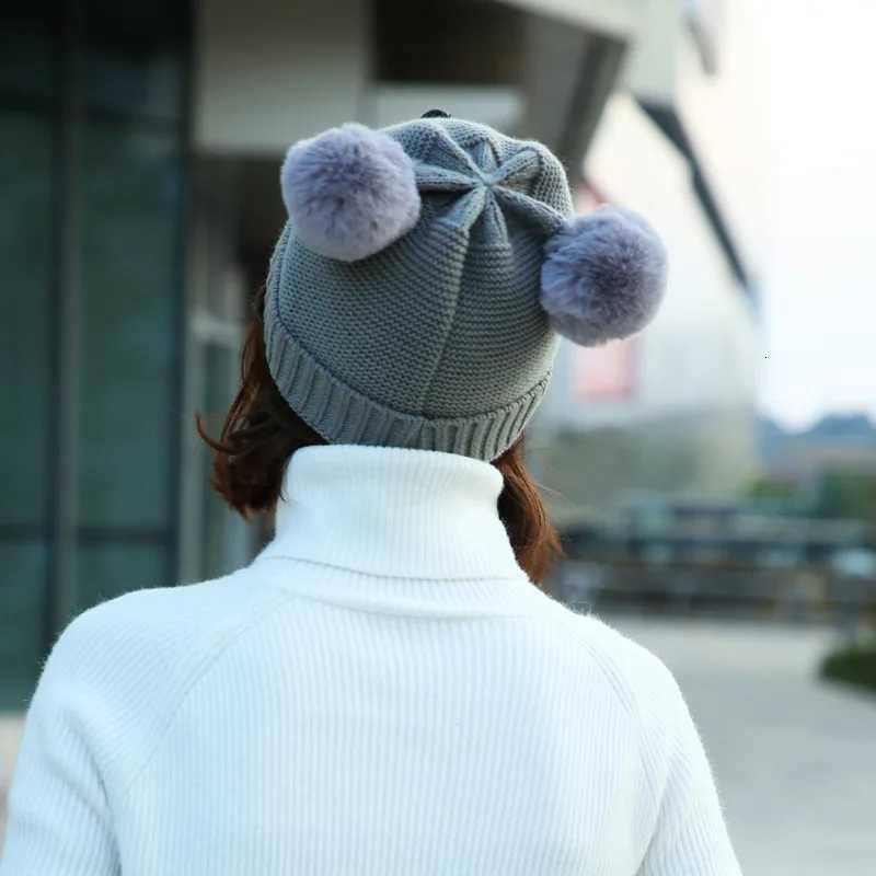 Janese Style Knitted Hat with Cat Ears and Smile Embroidery Warm Fleece Lined Beanie for Women Winter Ear ProtectionXJ250910