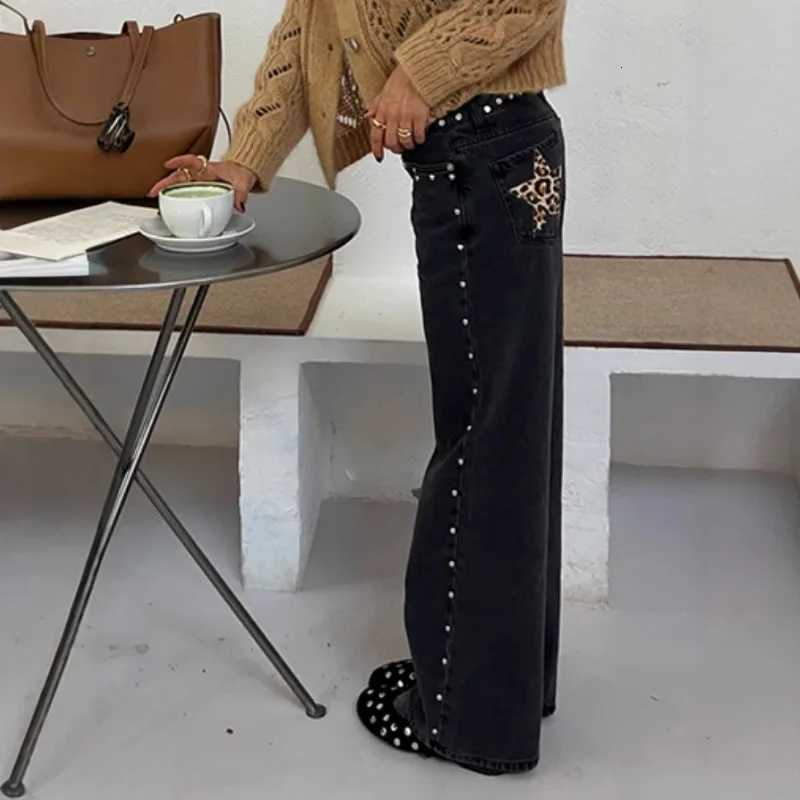 Vintage Splicing Baggy Jeans Women Clothing Street Harajuku Hip Hop High Waited Jeans Woman Casual Wideleg Women Jeans Pants Z250910