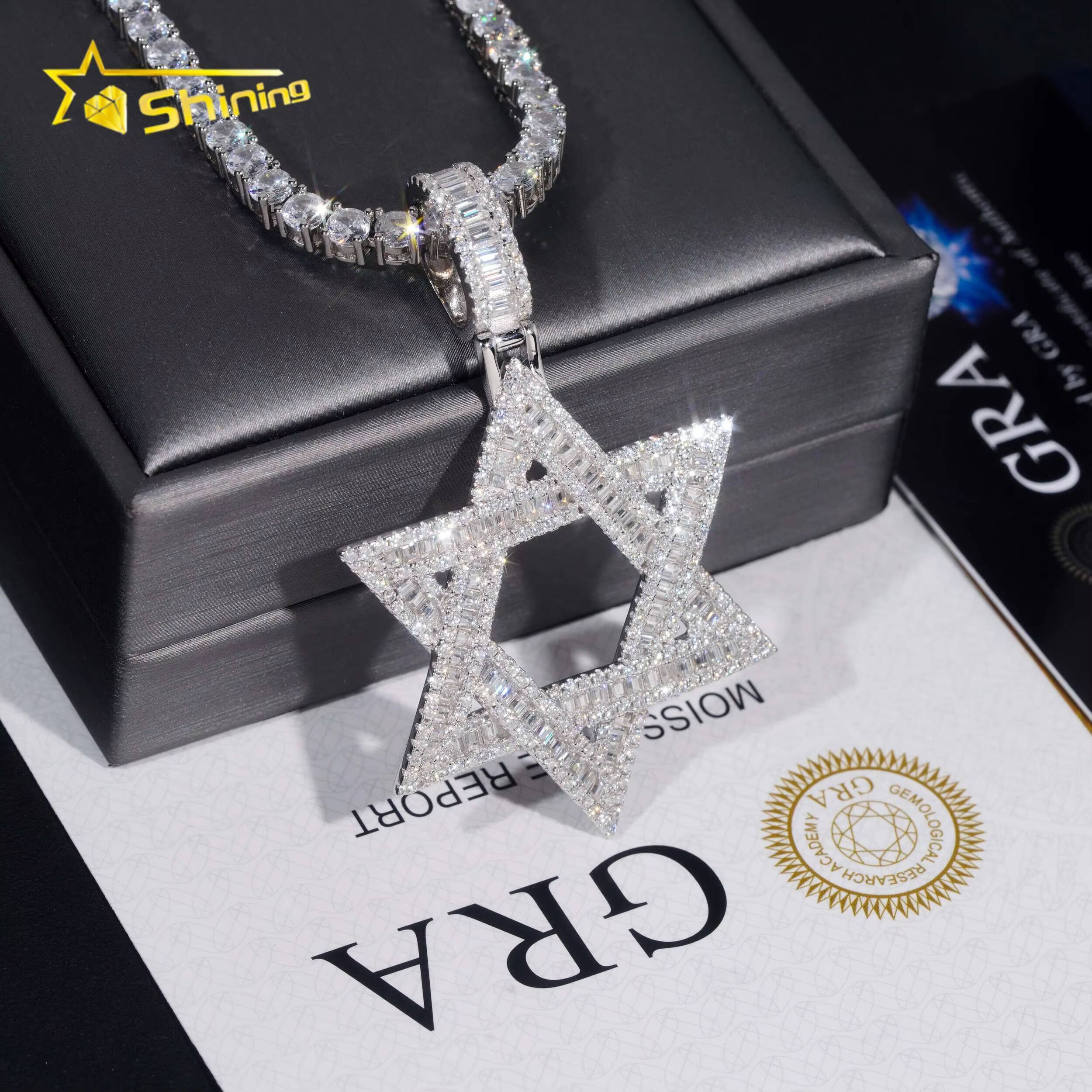 RTS Pass Diamond Tester GRA Certified Hip Hop Jewelry 925 Silver Iced Out VVS Custom Moissanite Pendant Star Pendant