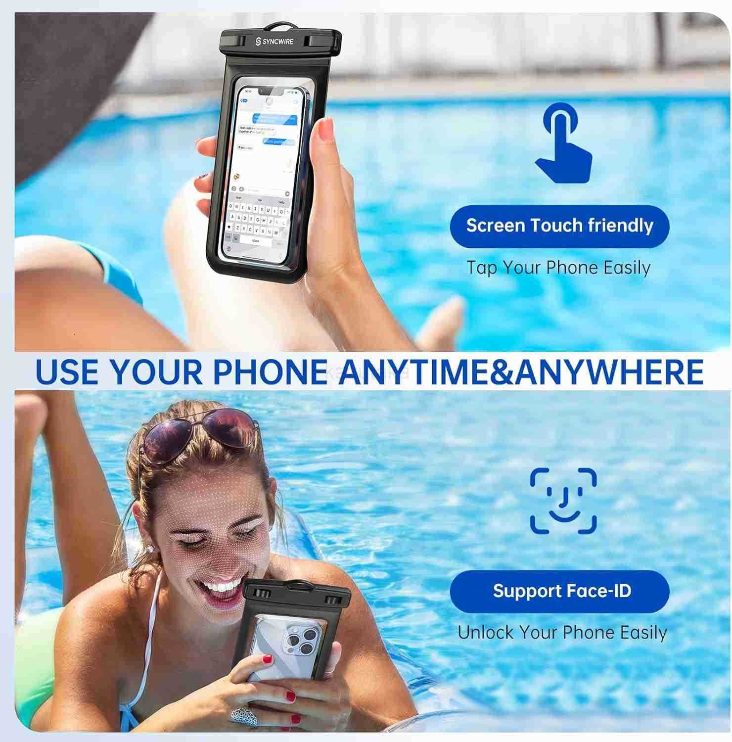 Waterproof Phone Pouch 2Pack Universal IPX8 Waterproof Phone Case Dry Bag with Lanyard Compatible with iPhone 15 14 13 12 11 Pro XS MAX XR X S23 S22 S