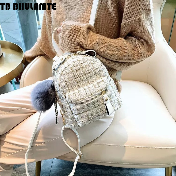 Free Shipping Designer Bag Mini Small Backpack For Women 2025 New Korean Luxury Bag Fashion Casual Multi-use Ins Super Popular Woolen High-end Backpac