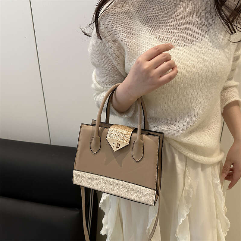 New Fashion Lock Buckle Patchwork Texture 2025 Women's Large Capacity Simple Stylish Single Shoulder Crossbody Handbag Small Square Bag