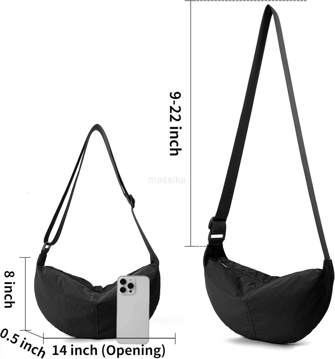 Nylon Crossbody Bag For Women Men Casual Lightweight Crescent Shoulder Hobo Purse With Wide Adjustable Strap M250910