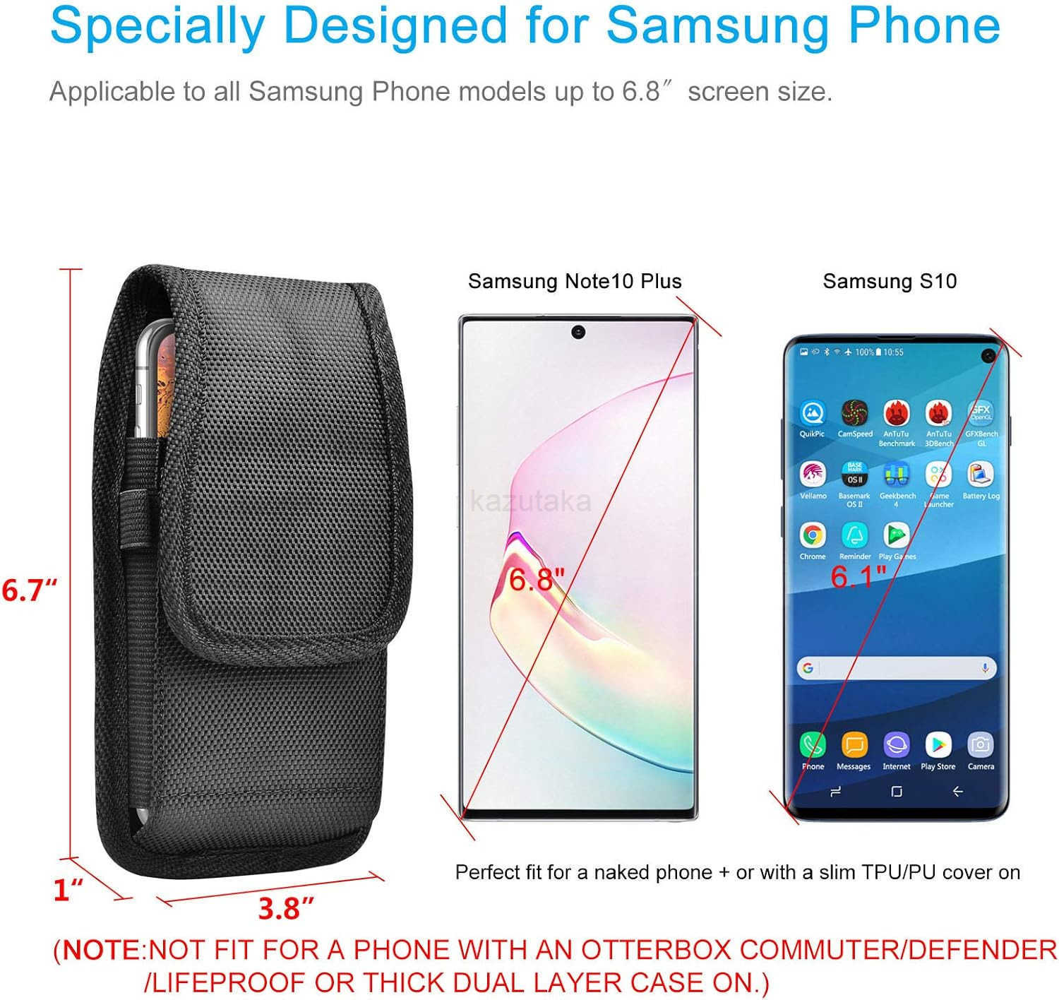 Holster Nylon Cell Phone Pouch Belt Holder Carrying Case with ClipBlack Z250910