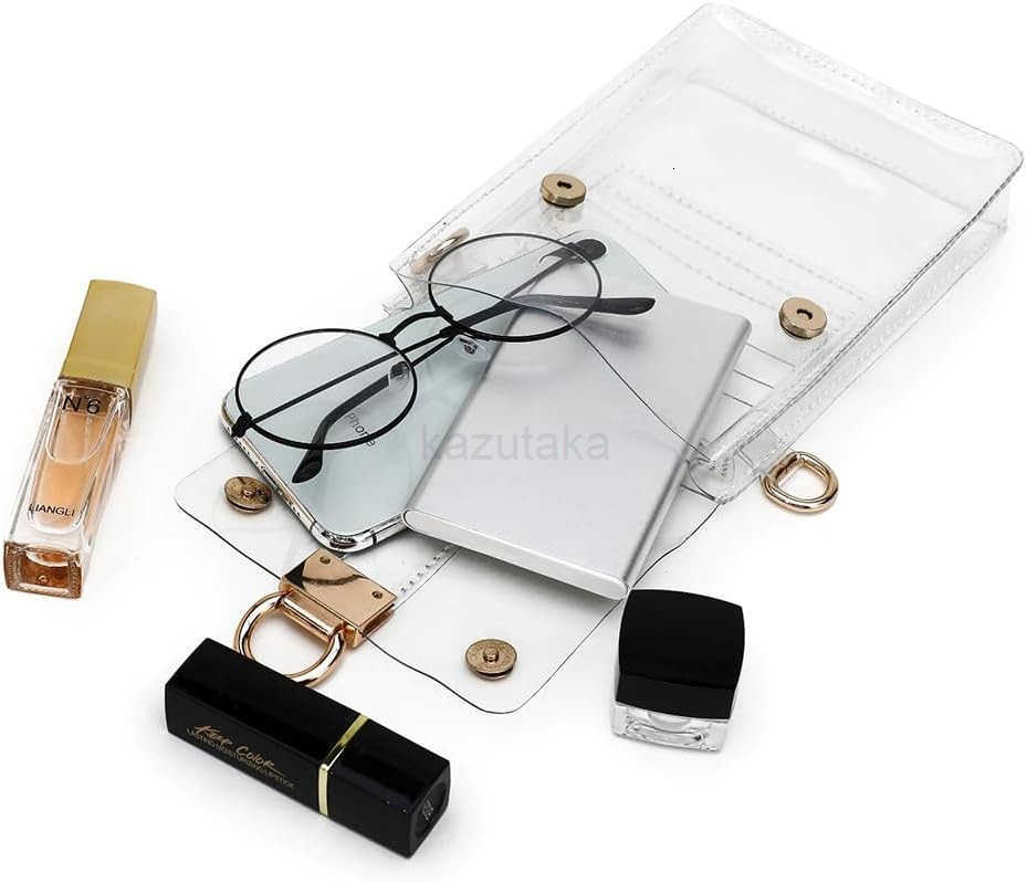Clear Crossbody Purse Bag Womens Transparent PVC Shoulder Purse with Cell Phone Holder Stadium Approved Waterproof Modern Style Z250910