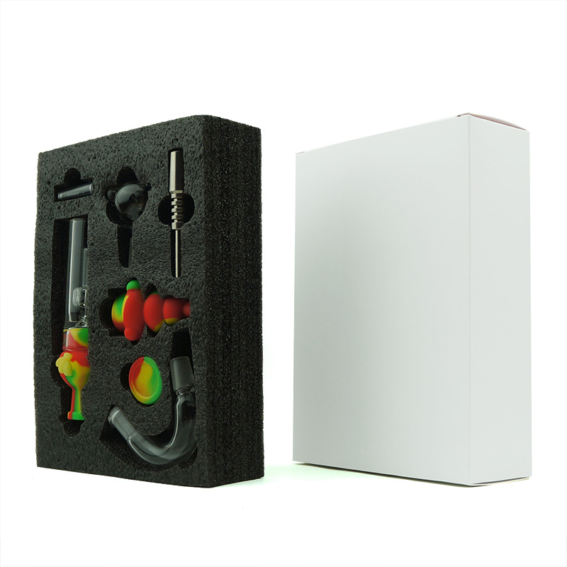 Silicone Smoking nectar collector Colorful Titanium nail collector For Tobacco Dry Herb Spoon Silicone Tobacco Pipes With Holes Glass Dab Oil Rigs Bon