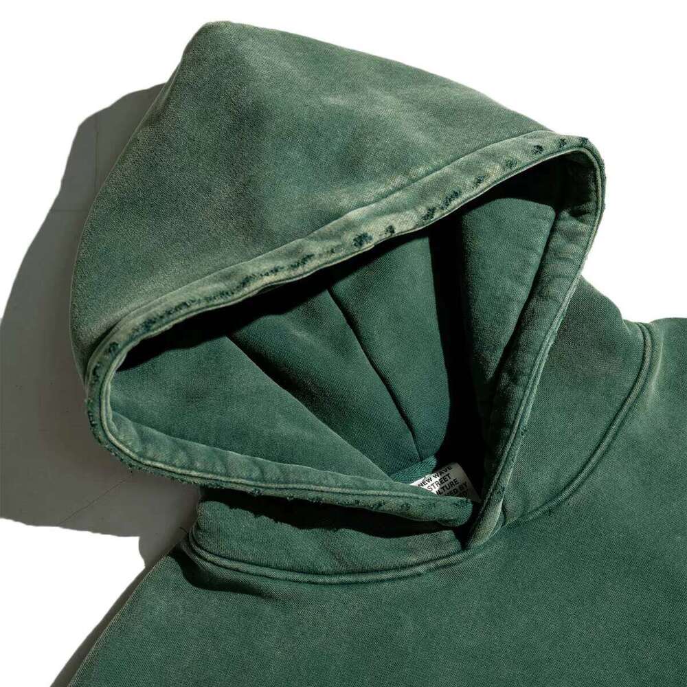 350 Gsm Streetwear Acid Wash Heavyweight Blank Oversized Strapless Hoodie