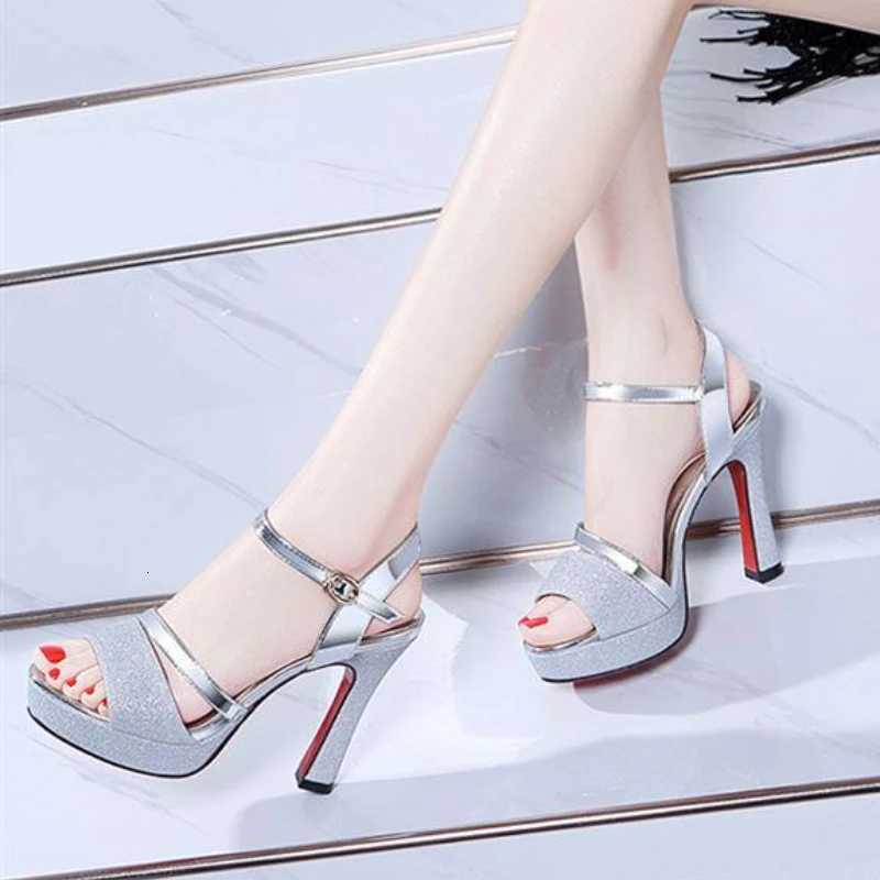 Luxury Womens Pumps Peep Toe Sexy Women Sandals High Quality Fish Mouth Shoes 115CM High Heels Shoes Women sandalias de mujer W250910