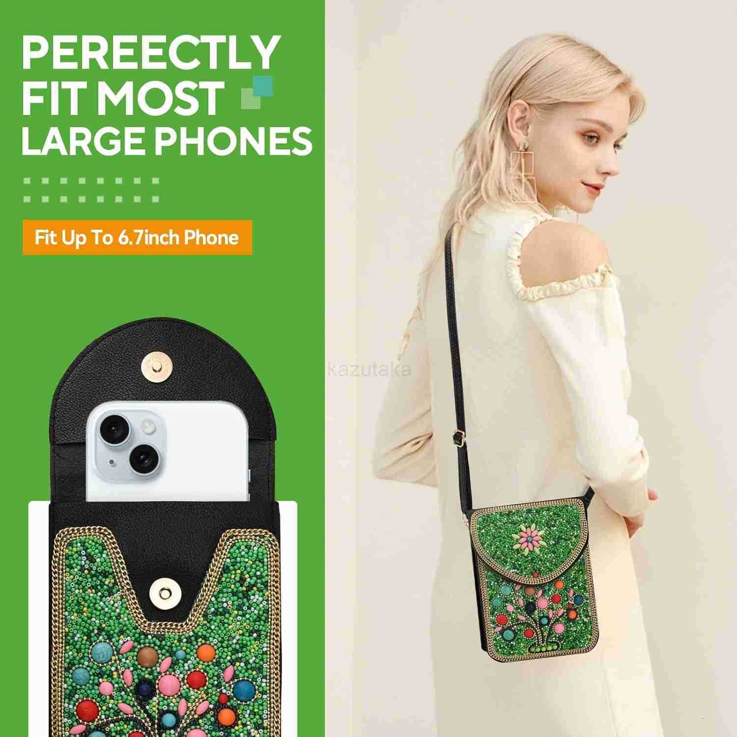 Small Beaded Crossbody Bag for Women Boho Cell Phone Shoulder Purse Wallet with Handcrafted Colorful Beads Z250910