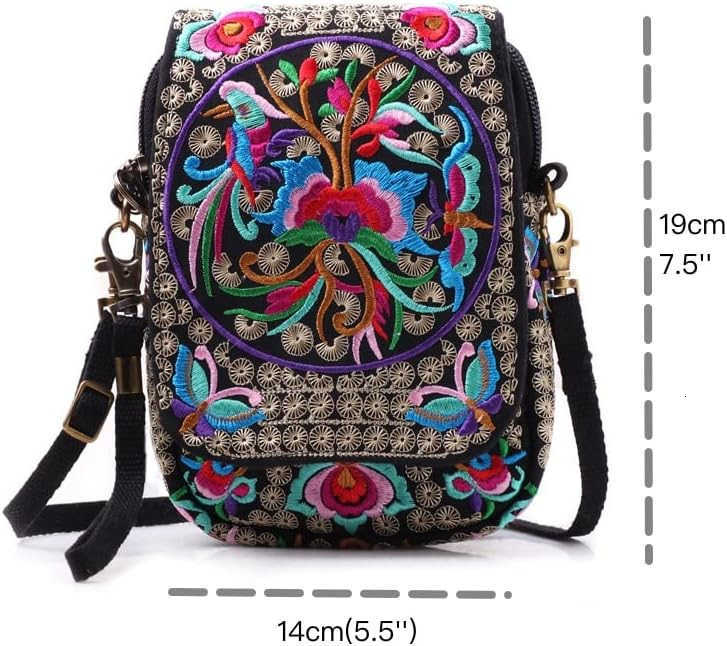 small Embroidered purseEmbroidered cell phone crossbody bag Coin Purse mexican purse Vintage wallet small crossbody cell phone purseW250910
