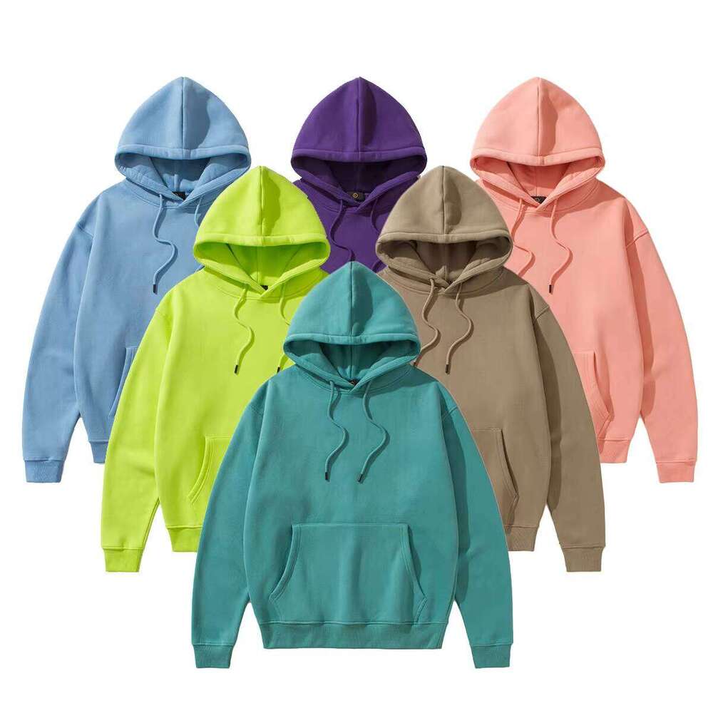 Logo Embroidered Men's Wool Pullover Cotton Hoodie Streetwear