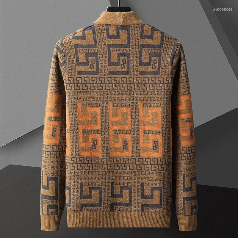 Men's Sweaters Spring And AutumnvCardigan Knit Sweater Outerwear Fashion Trendy Casual Printed Plus Size Loose Fit