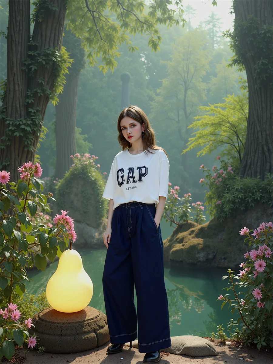 Baggy Wide Leg Denim Jeans Women Vertical Striped Panelled Design High Waisted Casual Loose Fit Autumn Winter Warm Thick Fashion Z250910