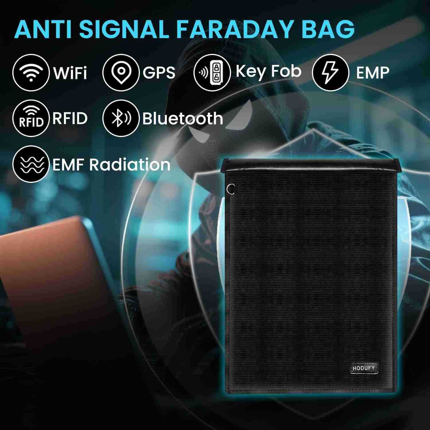 Bag 15 x 10 inches Faraday Cage Cell Phone Signal Jammer Faraday Key Fob Protector RFID Faraday Pouch Signal Blocker AntiTheft Pouch AntiHacking Case 