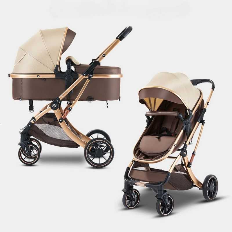 2in1 Baby StrollerFoldableTwowayHigh ViewAdjustable SeatBaby Stroller with Mosquito Net and Water Cup Holder W250910