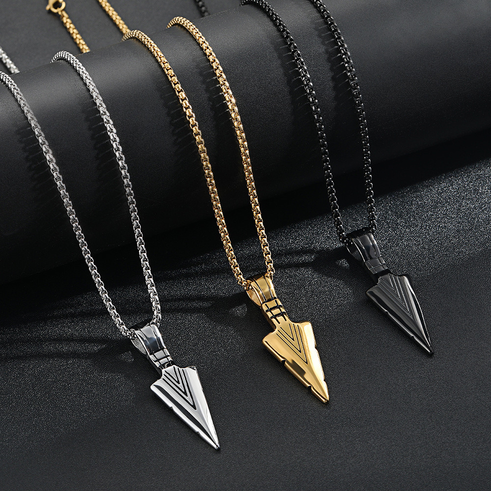 Vintage Mens Necklace Personality Punk Style Arrow Pendant Necklace