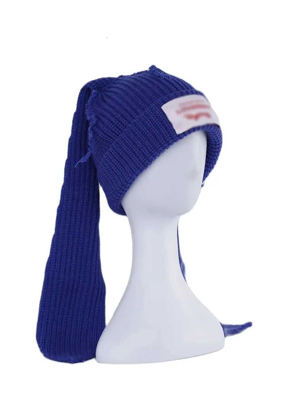 HandmadeLong rabbit Ear Wool Hat To Keep Warm in Autumn and Winter Korean Solid Color Long Ear Knitted HatXJ250910