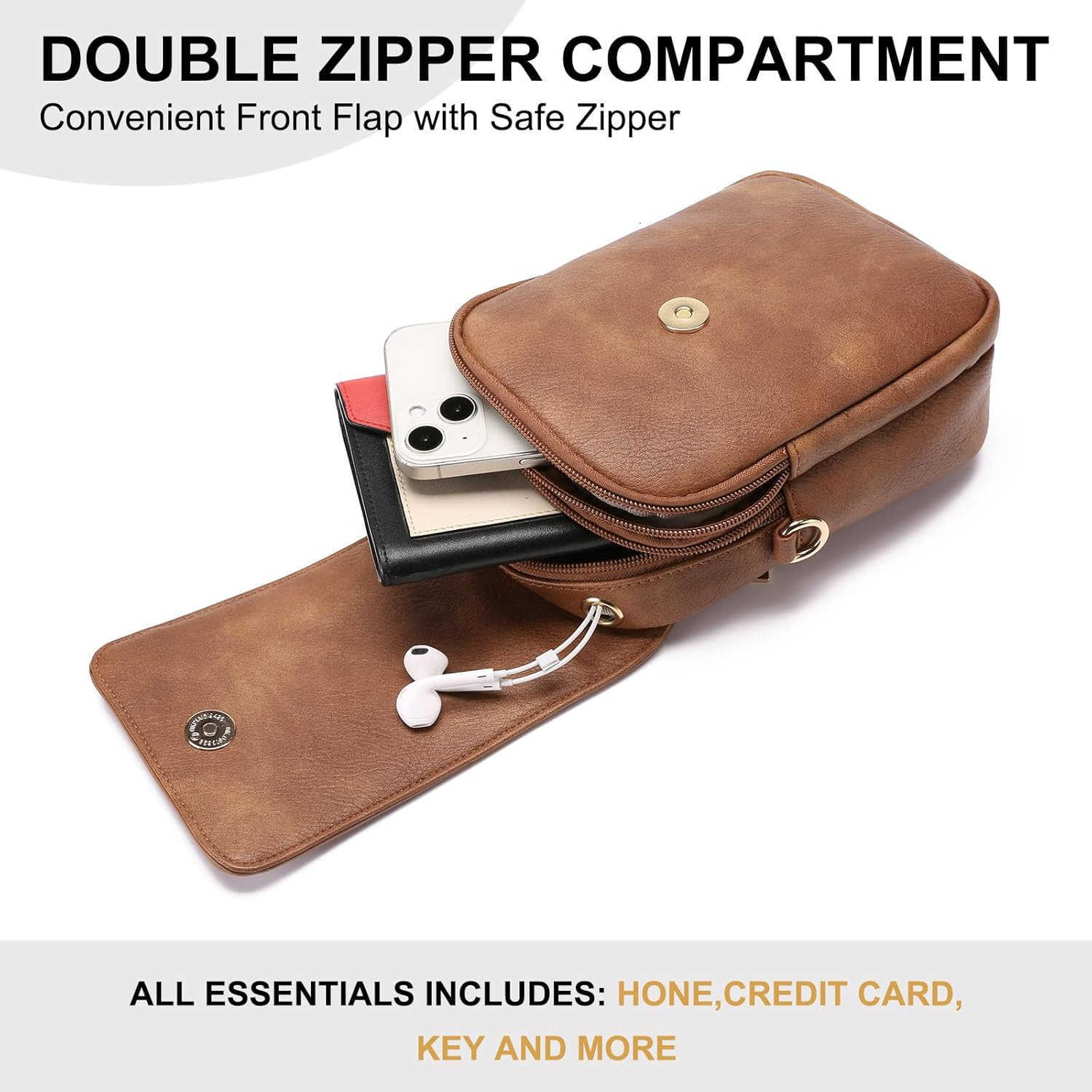 Small Crossbody Bags for Women Leather Cell Phone Purse Bag Wallet with RFID Blocking SlotsW250909