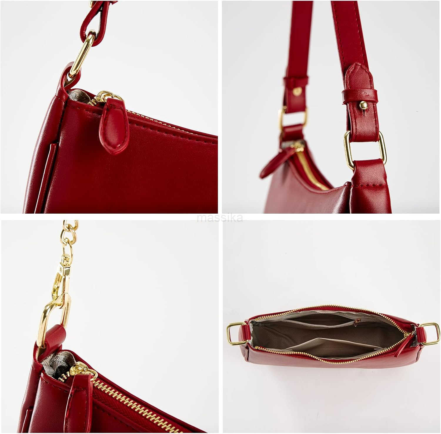 Shoulder Bags for Women Leather Hobo Sling Tote Handbag Retro Clutch Purse with 2 Removable Straps and Zipper Closure M250910