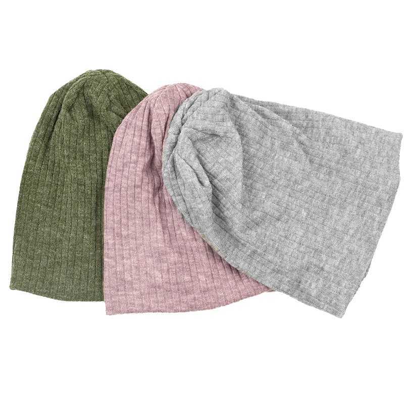 Geebro Winter Wen Casual Solid Color Striped Sklies Beanies Fme Soft Slouchy Knitted Ribbed s Ladies Baggy Knit Hats G250910