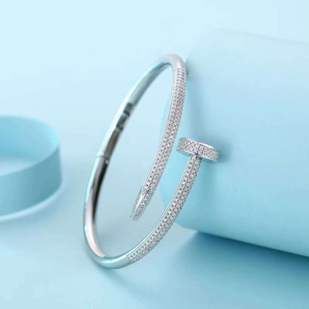 Customizable Dia Moissanite Vvs1 Certification Sterling Sier Nail Bracelet Bangle Women's Jewelry