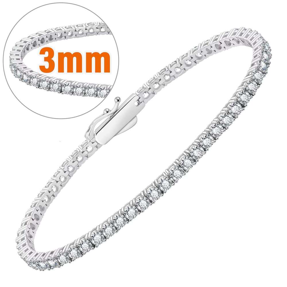 Dia Tennis Sterling Sliver Round Cut Moissanite Classic Bracelet For Women & Men Jewelry