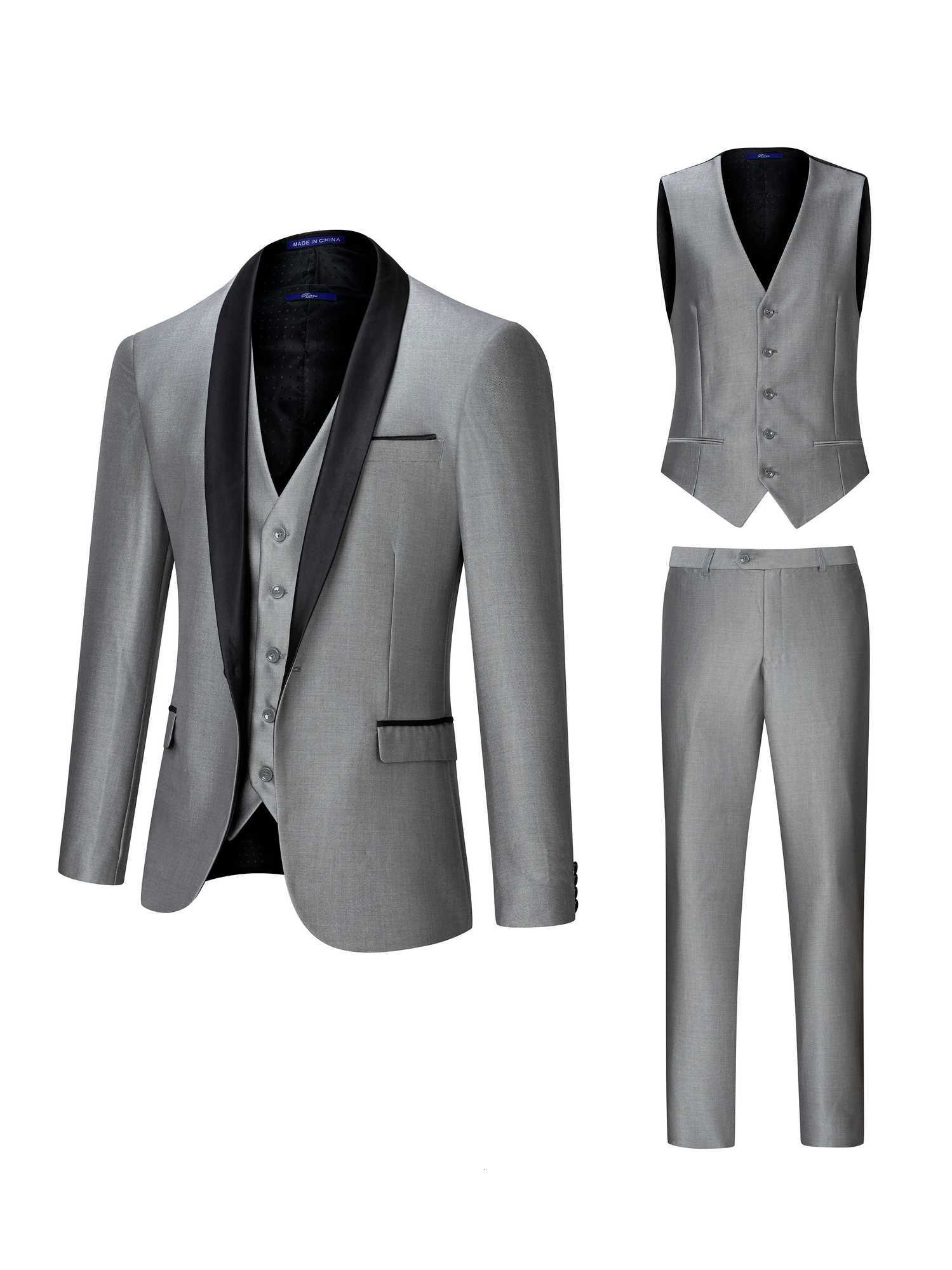New Mens 3 Pieces Suit Formal Business Notch Lapel Slim Fit Tuxedos Best Man Blazer For WeddingBlazerVestPants W250910