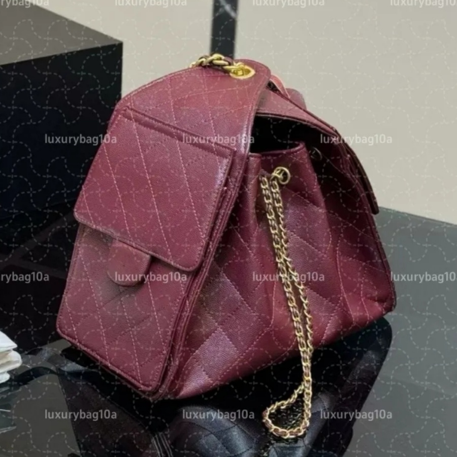 30*26cm Luxury Bag 25C Hobo Bag Luxury Designer Shoulder Bag for Women Drawstring Chain Strap Women's Bucket Bag with Two Side Pockets Small Hobo Underarm bag