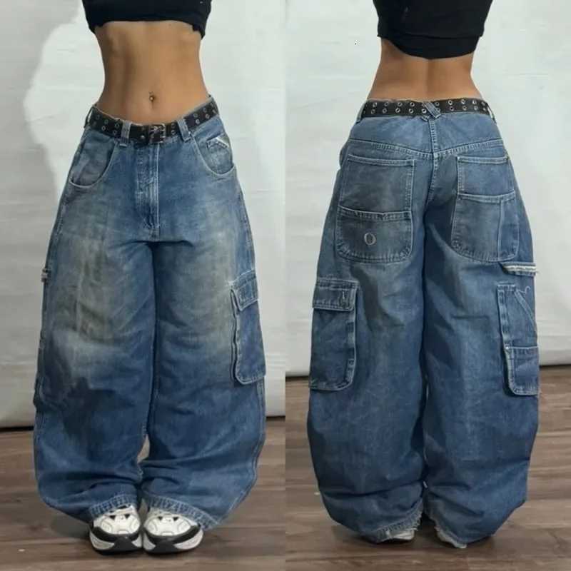 American New Fashion Geometric Pattern Embroidered Baggy Jeans Women Y2K Harajuku Vintage Hiphop Popular Casual Wideleg Pants Z250910