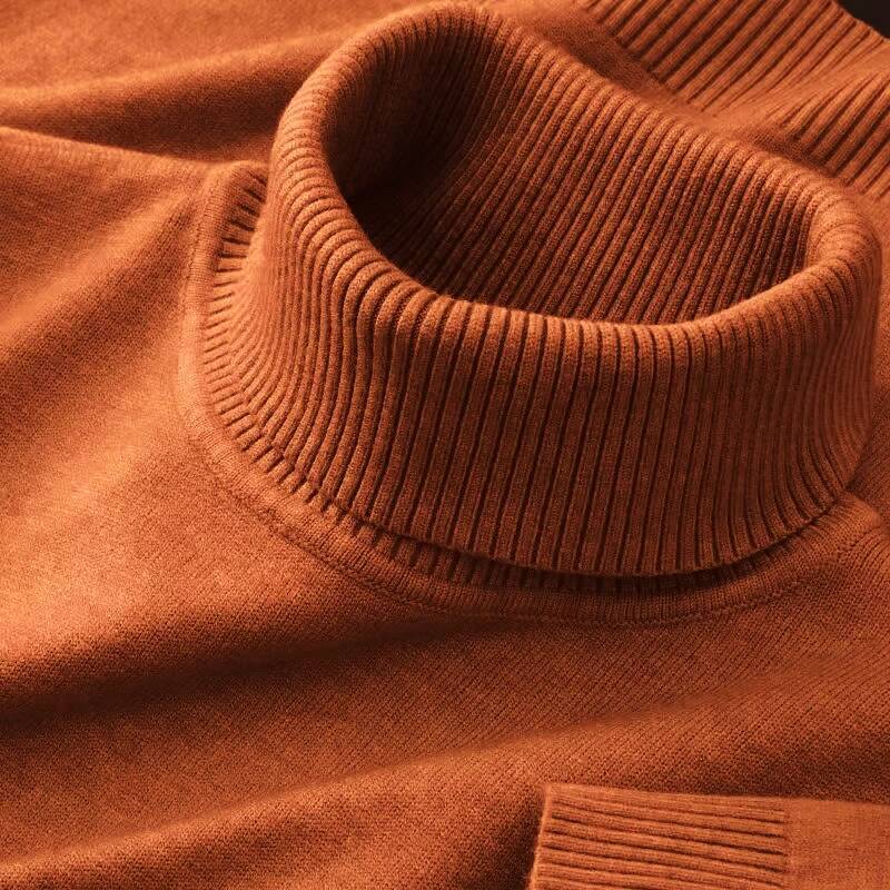 New Mens Knitted Sweaters Solid Color Turtleneck Breathable Pullovers Warm Outdoor Basic Streetwear autumn Business Tops dongdumaoyi