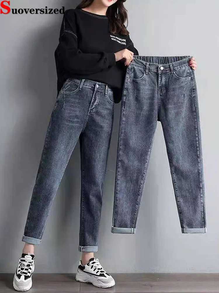Big Size 5xl High Waist Harem Vaqueros Casual Strecth Baggy Korea Pencil Jeans Streetwear New Vintage Fashion Women Denim Pants Z250910