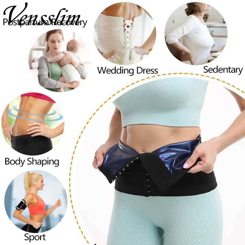 Vensslim Waist Strap Sauna Sweat Wrap Women Weight Loss Waist Trimmer Fitness Workout Hooks Slimming Belt Belly Cincher W250910