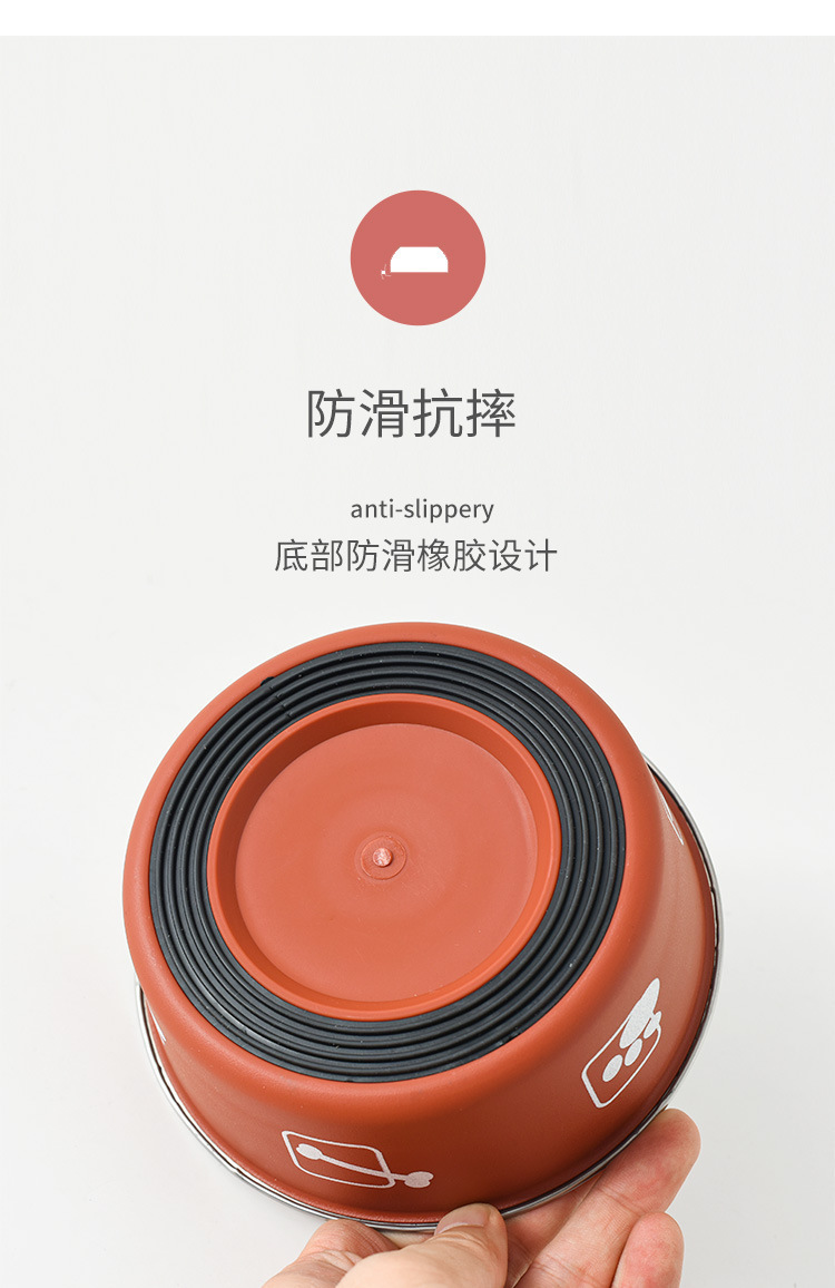 Dog Bowl Stainless Steel Dog Cat Water Feeding Bowl Anti-Slip Anti-Spill Cat Bowl Double-Layer Printed Stainless Steel Pet Bowl