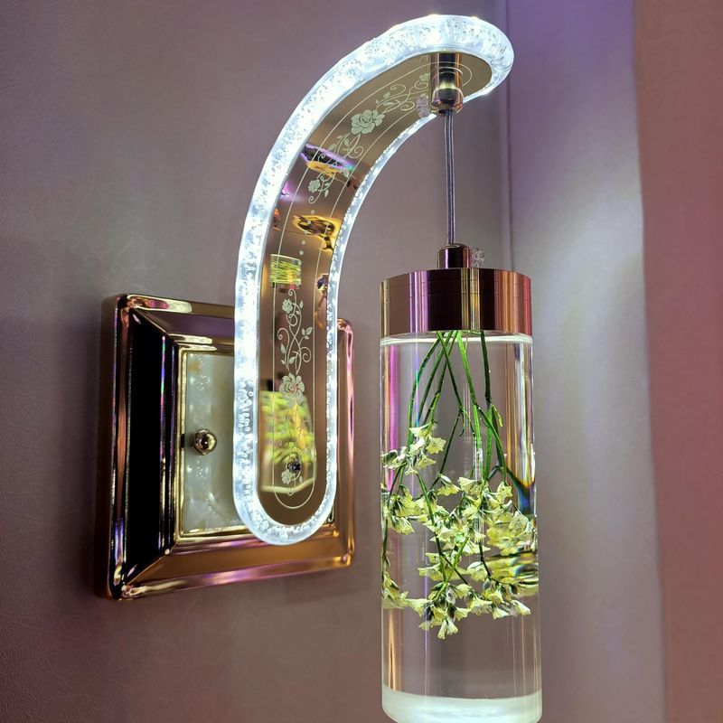 Real Dried Flower Acrylic Wall Lamp - Square Base Design Indoor Decorative Lighting for Bedroom Entryway Corridor Customizable flowers-FX