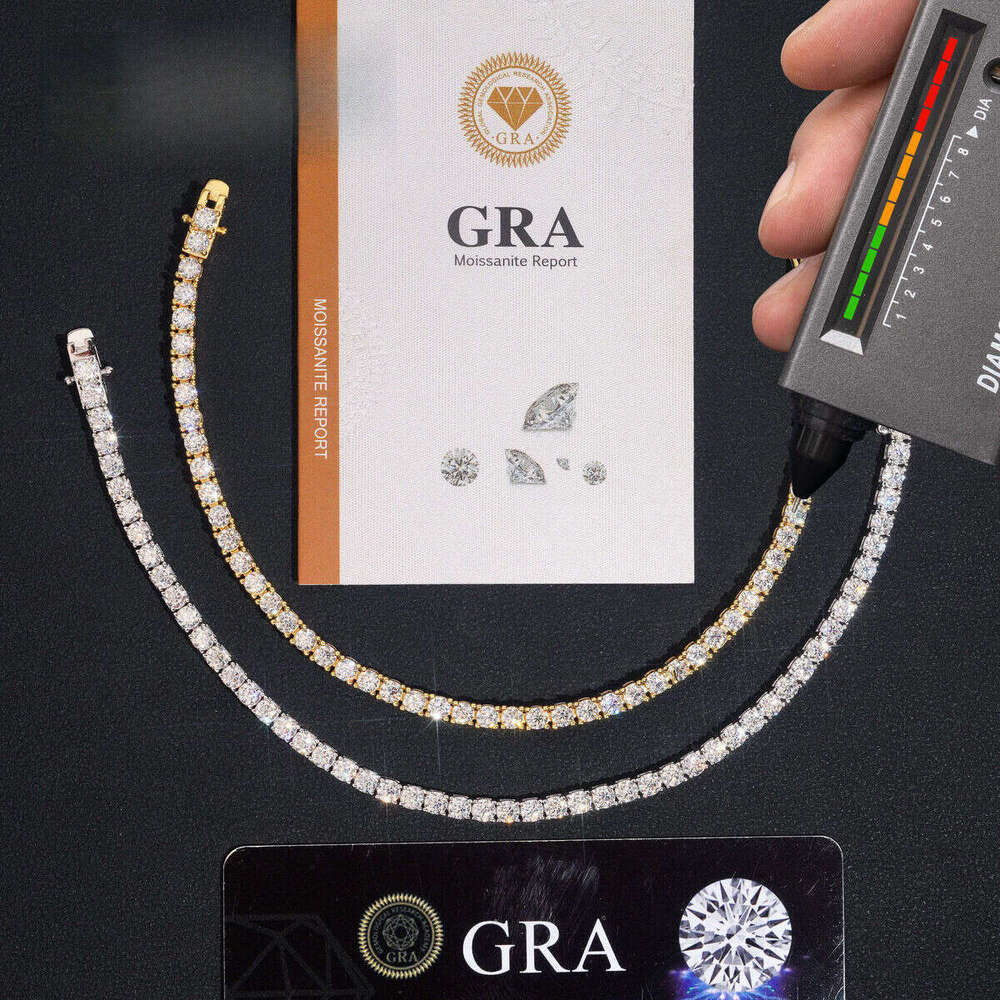 USA Warehouse Local Stock 3mm Solid Sier Hip Hop Iced Out GRA Moissanite Dia Sparkling Tennis Bracelet