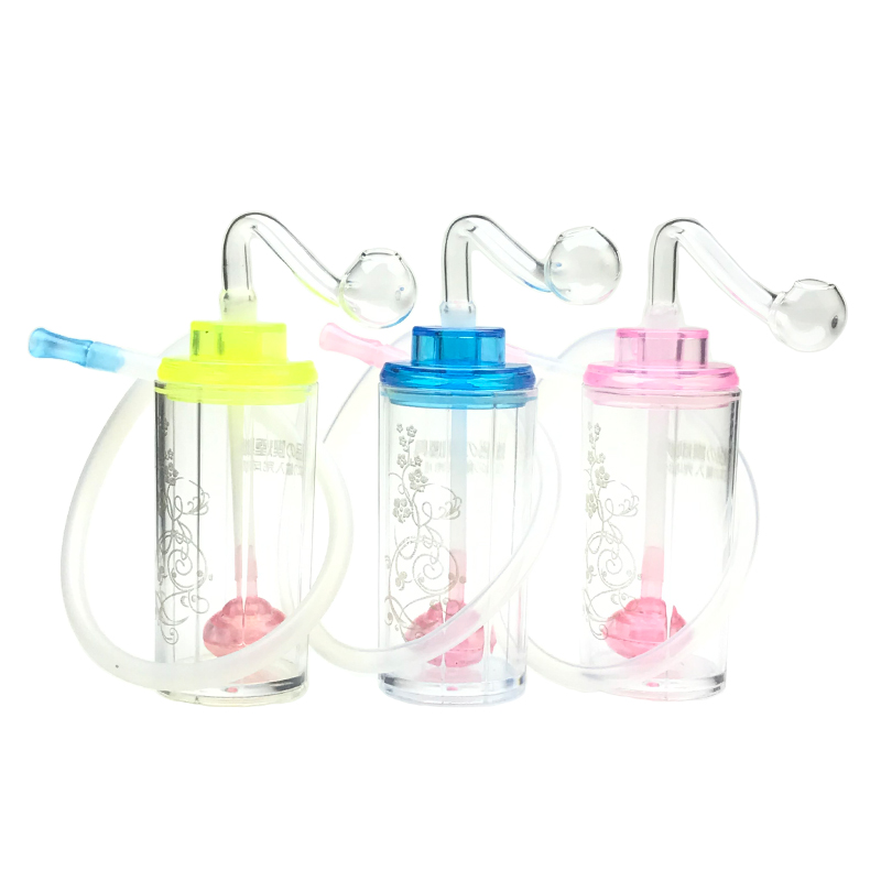 Goodsstore 4 Inch Mini Oil Burner Bong Thick Plastic Acrylic Water Pipes with 2 pcs 10mm Male Pyrex Glass Oil Burner Pipe Silicone Straw Tube