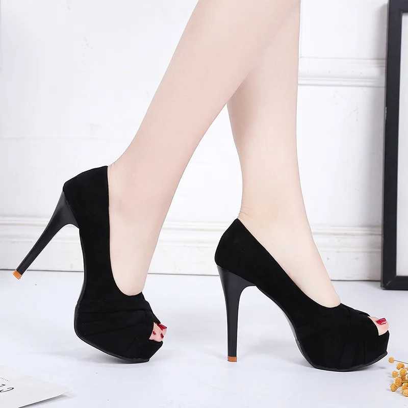 Trendy Slim Heeled Fish Mouth Womens Shoes 2024 New Design Sense Versatile Waterproof Platform Super High Heels Single Shoe W250910
