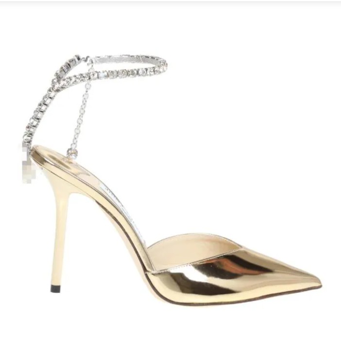 COOL25 Italy Design Women Saeda Sandals Shoes With Crystal Chain Stiletto Heel Party Wedding Lady Gladiator Sandalias lady wedding party dress pump EU35-43 Original