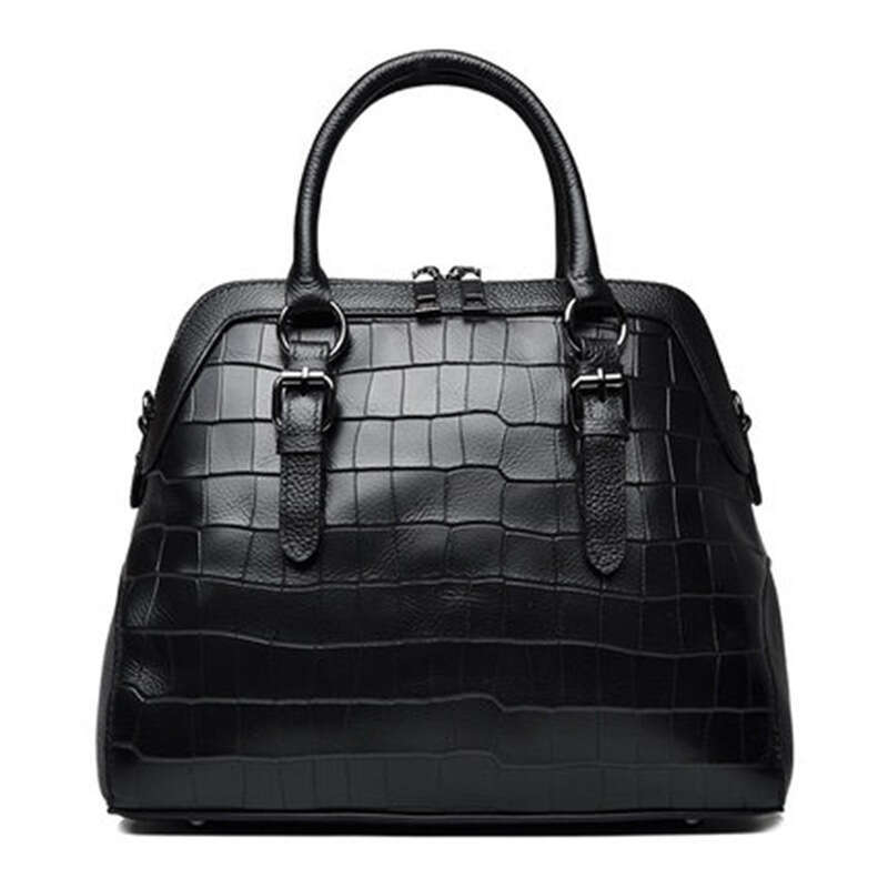 Genuine Leather Single Shoulder Crossbody Handbag Fashion Shell Crocodile Pattern Cowhide Large Women's Bag