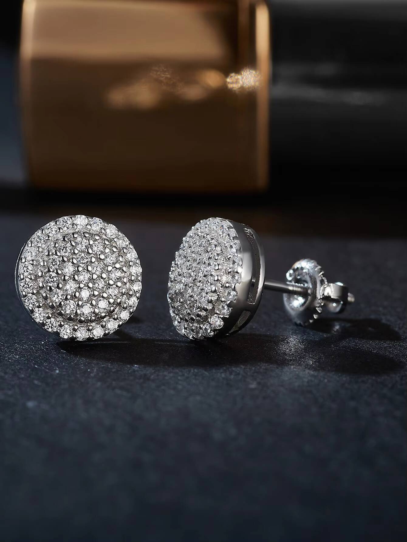 Round Brilliant Flower Iced Out 10mm GRA Moissanite Stud Earrings 925 Silver Fine Jewelry for Womens Wedding